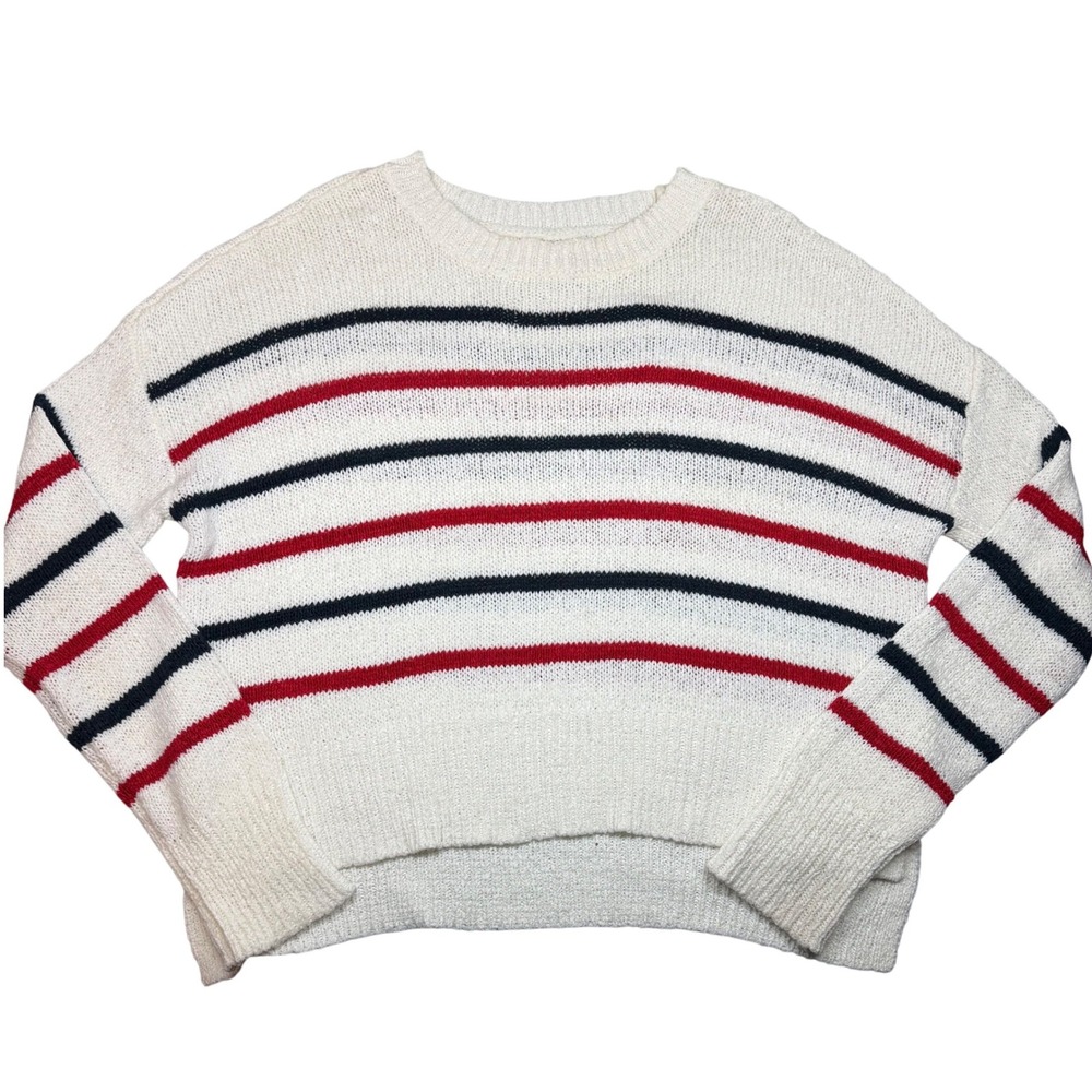 C&C California Womens Striped Sweater Cream Red Navy Long Sleeve Cozy‎ Knit XL